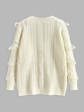 Romance Lace Trim Beaded Sweater
